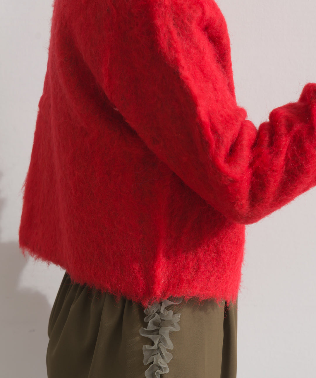 モヘアタッチニットクロップドカーディガン