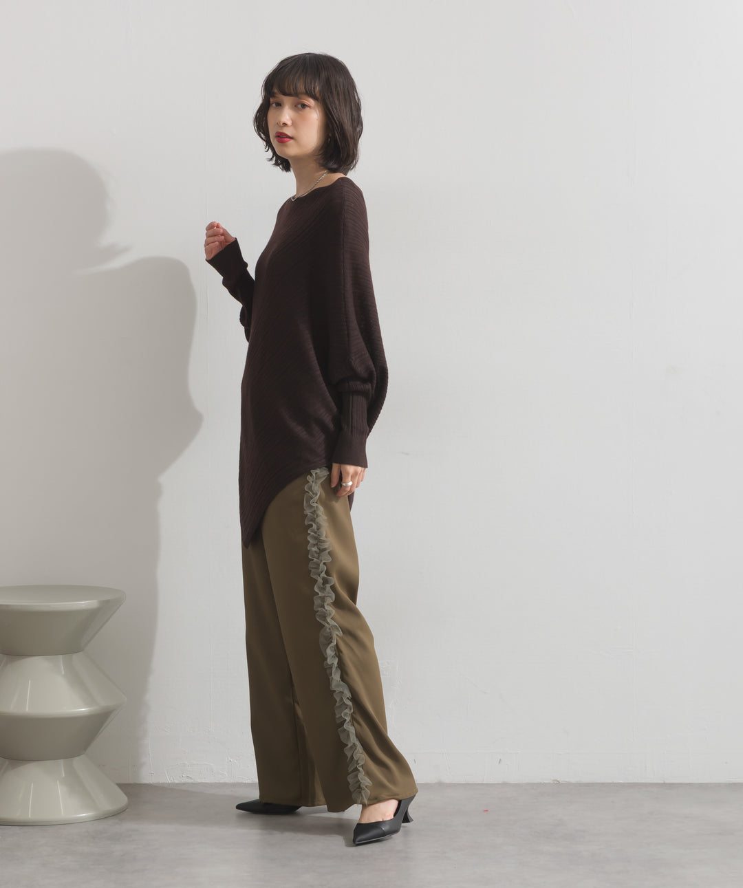 アシンメトリーヘムドルマンプルオーバー