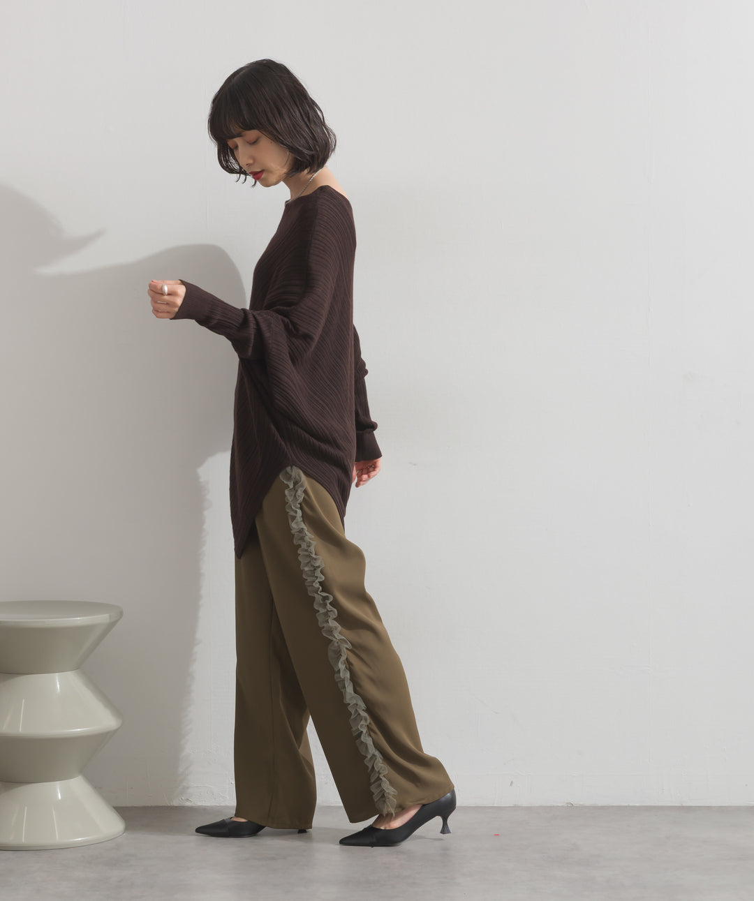 アシンメトリーヘムドルマンプルオーバー