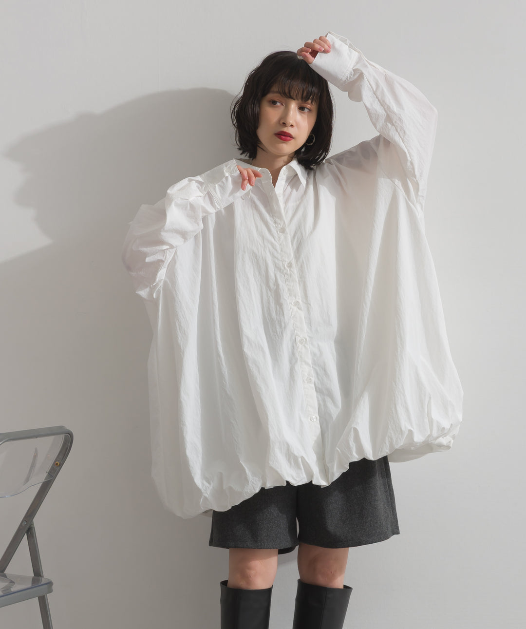 ナイロンタフタバルーンシャツ