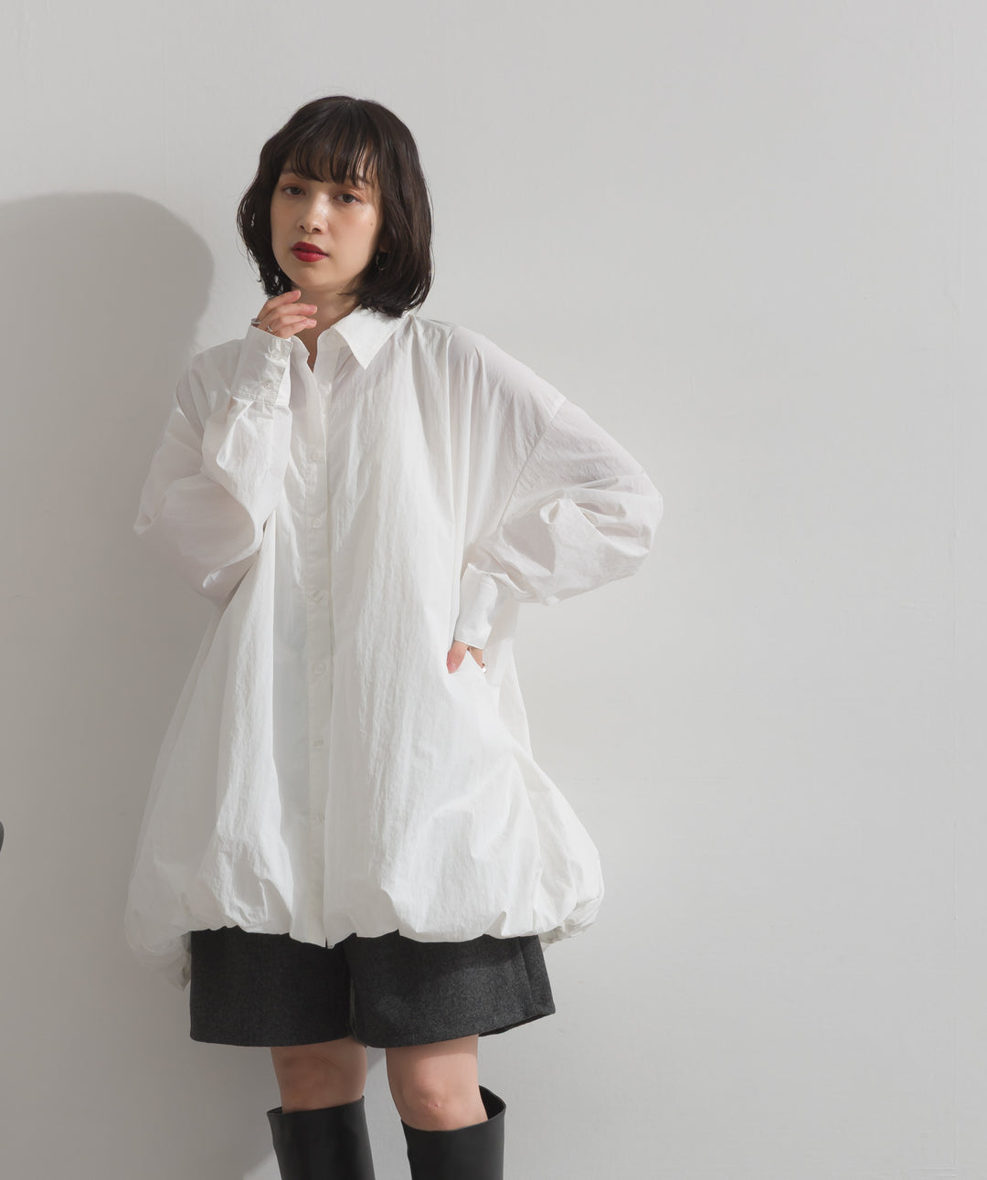 ナイロンタフタバルーンシャツ