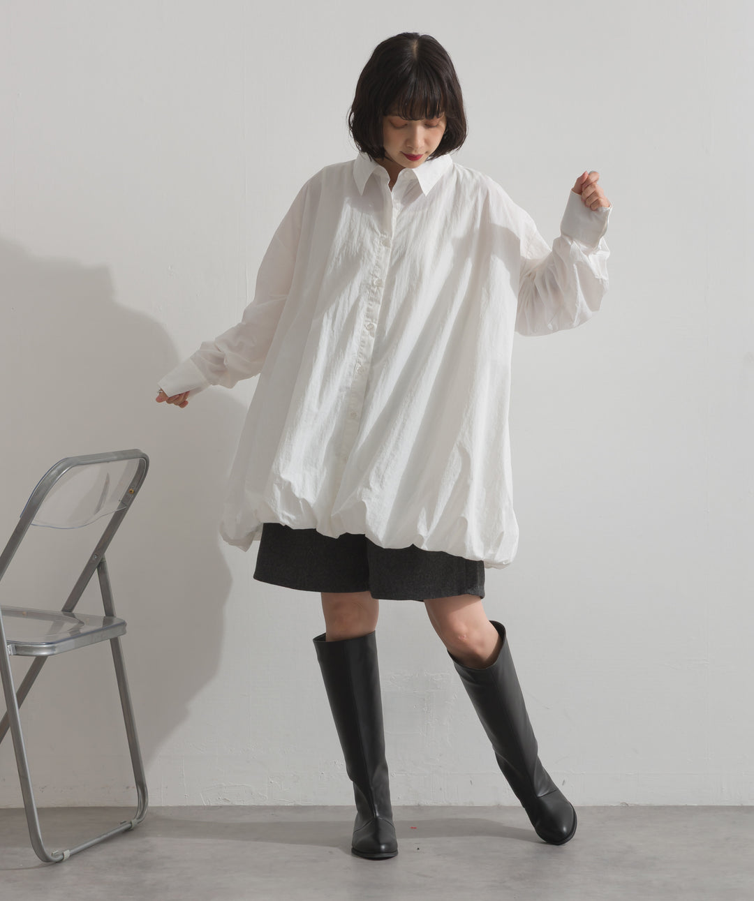 ナイロンタフタバルーンシャツ