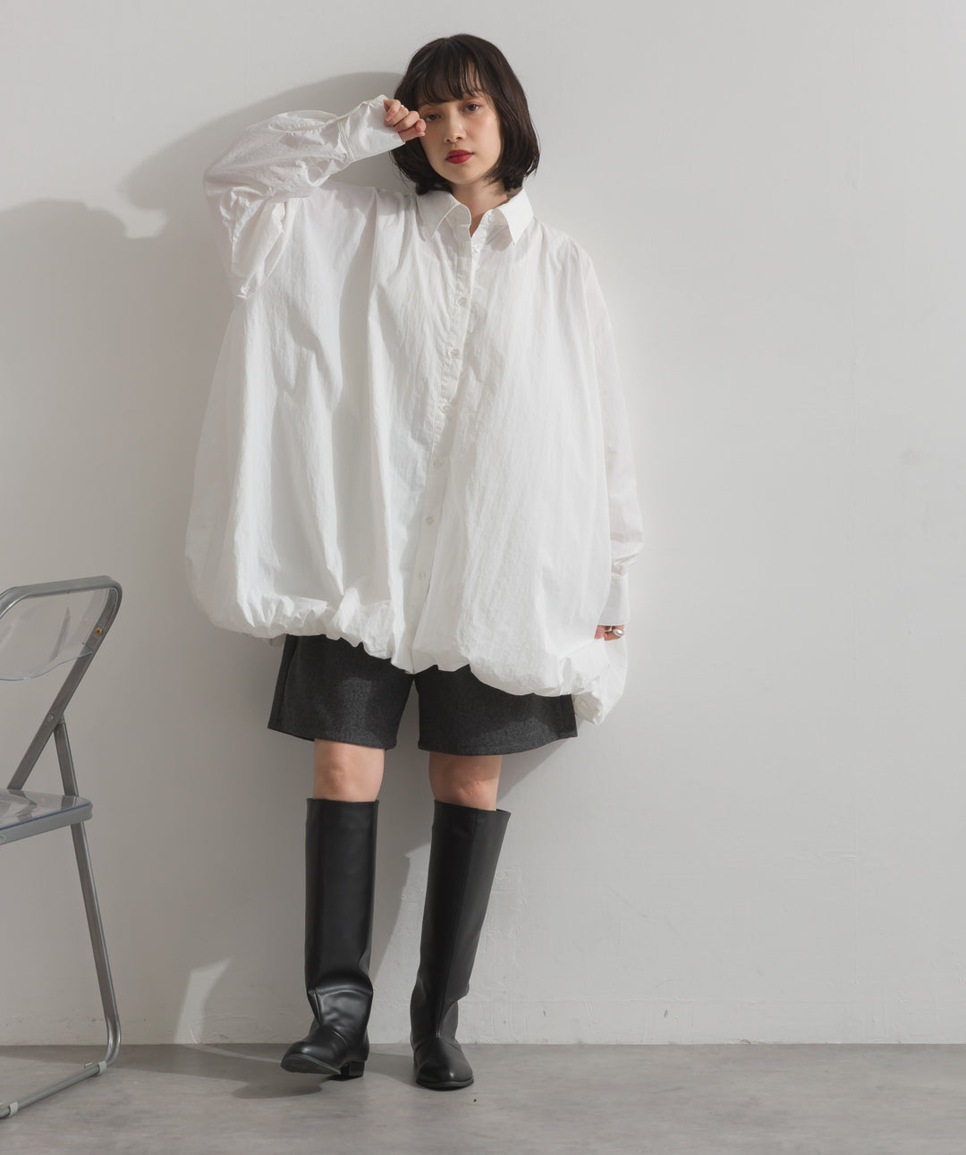 ナイロンタフタバルーンシャツ