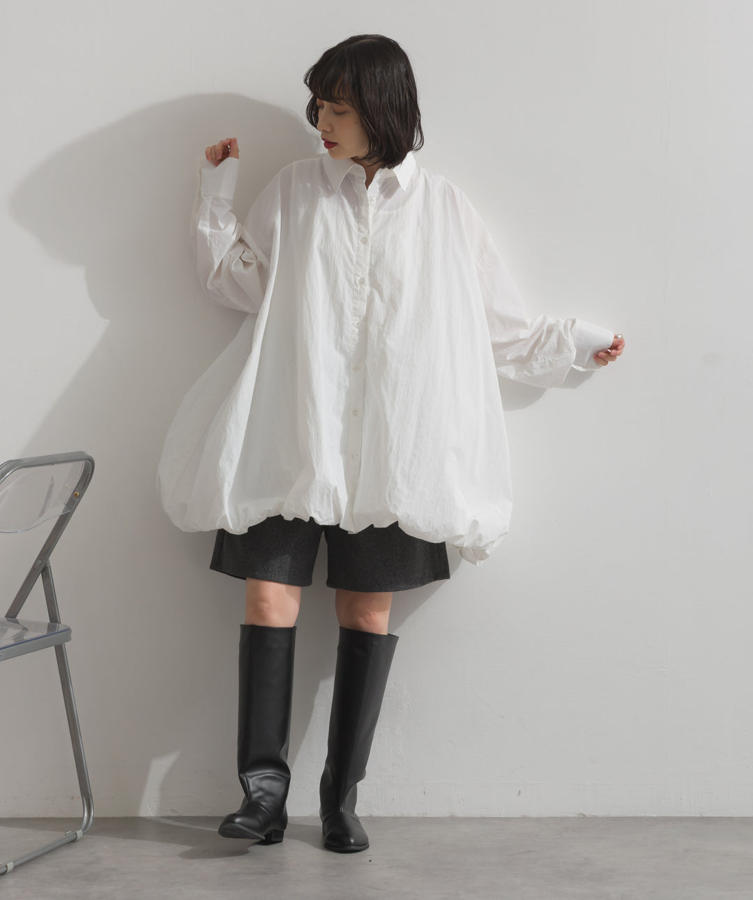 ナイロンタフタバルーンシャツ