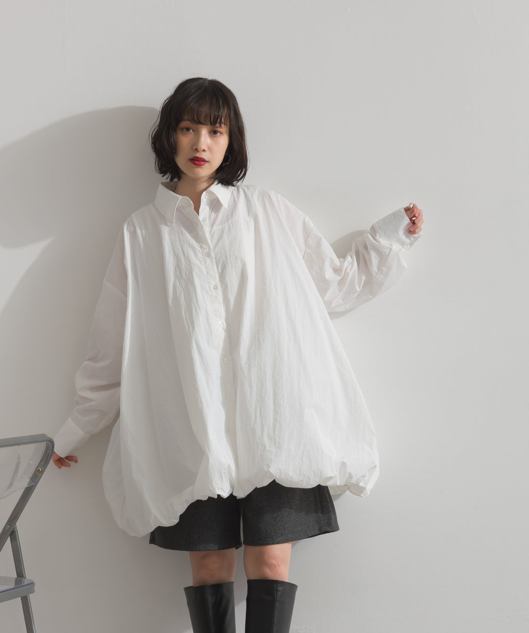 ナイロンタフタバルーンシャツ