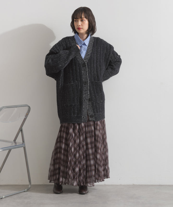 リブ編みルーズカーディガン