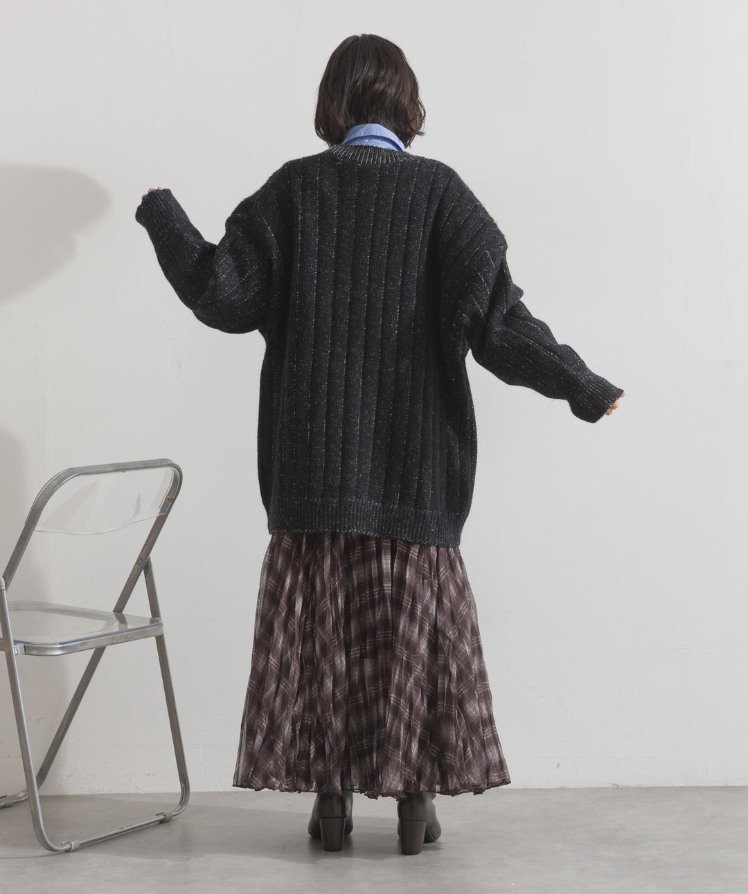 リブ編みルーズカーディガン