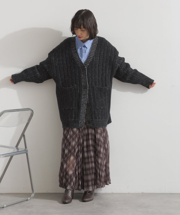 リブ編みルーズカーディガン