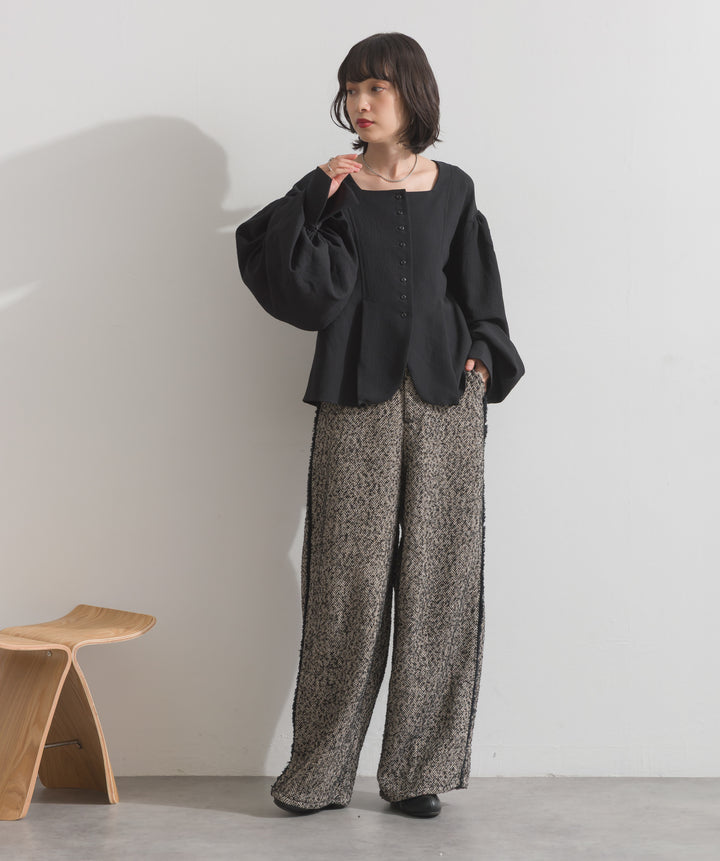 ツイードフリンジカーブパンツ