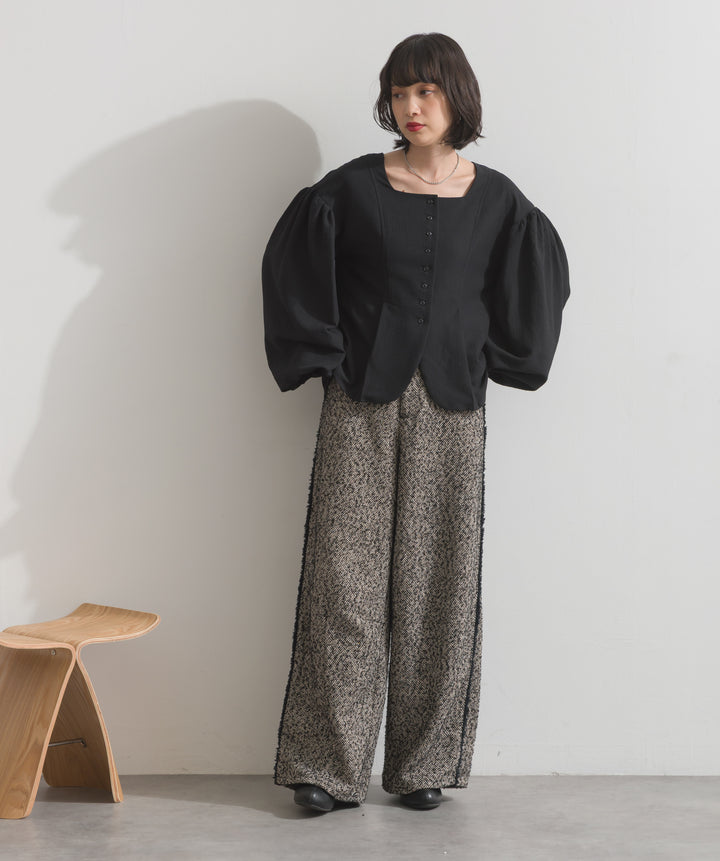 ツイードフリンジカーブパンツ