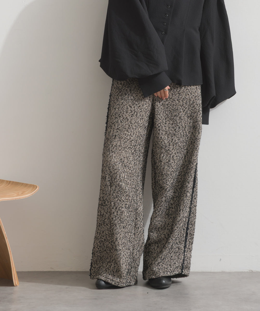 ツイードフリンジカーブパンツ