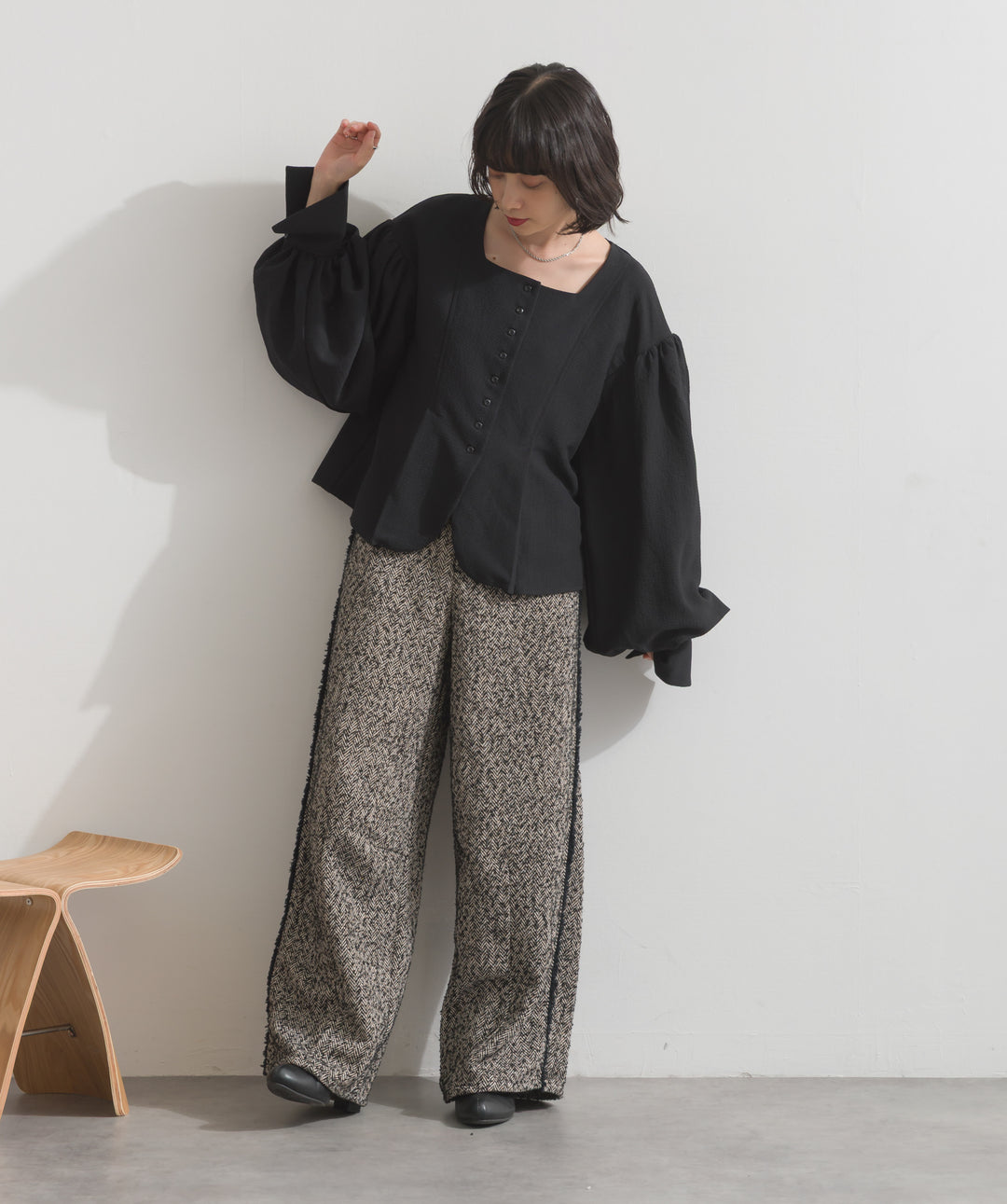 ツイードフリンジカーブパンツ