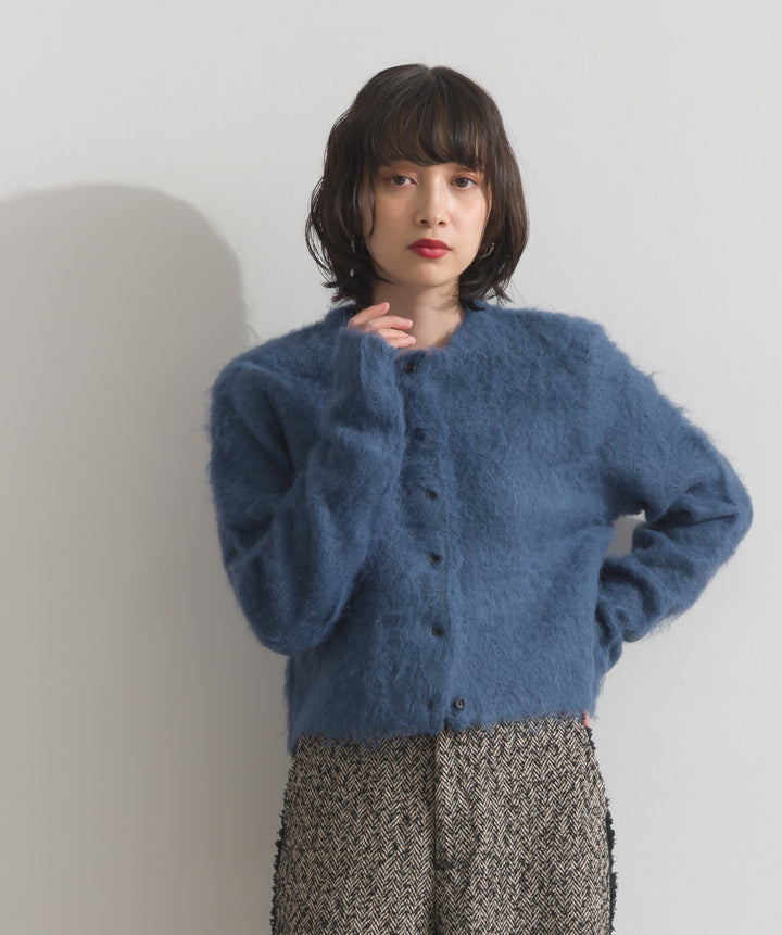 モヘアタッチニットクロップドカーディガン