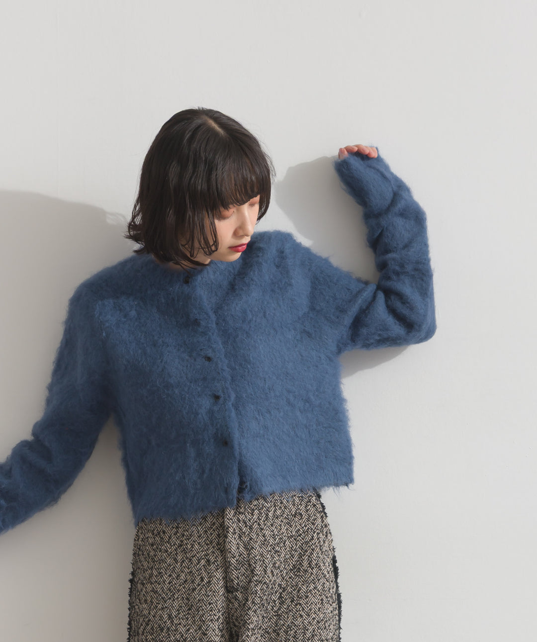 モヘアタッチニットクロップドカーディガン