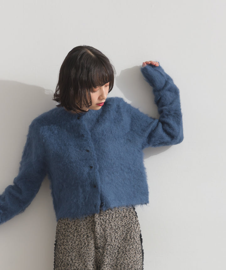 モヘアタッチニットクロップドカーディガン