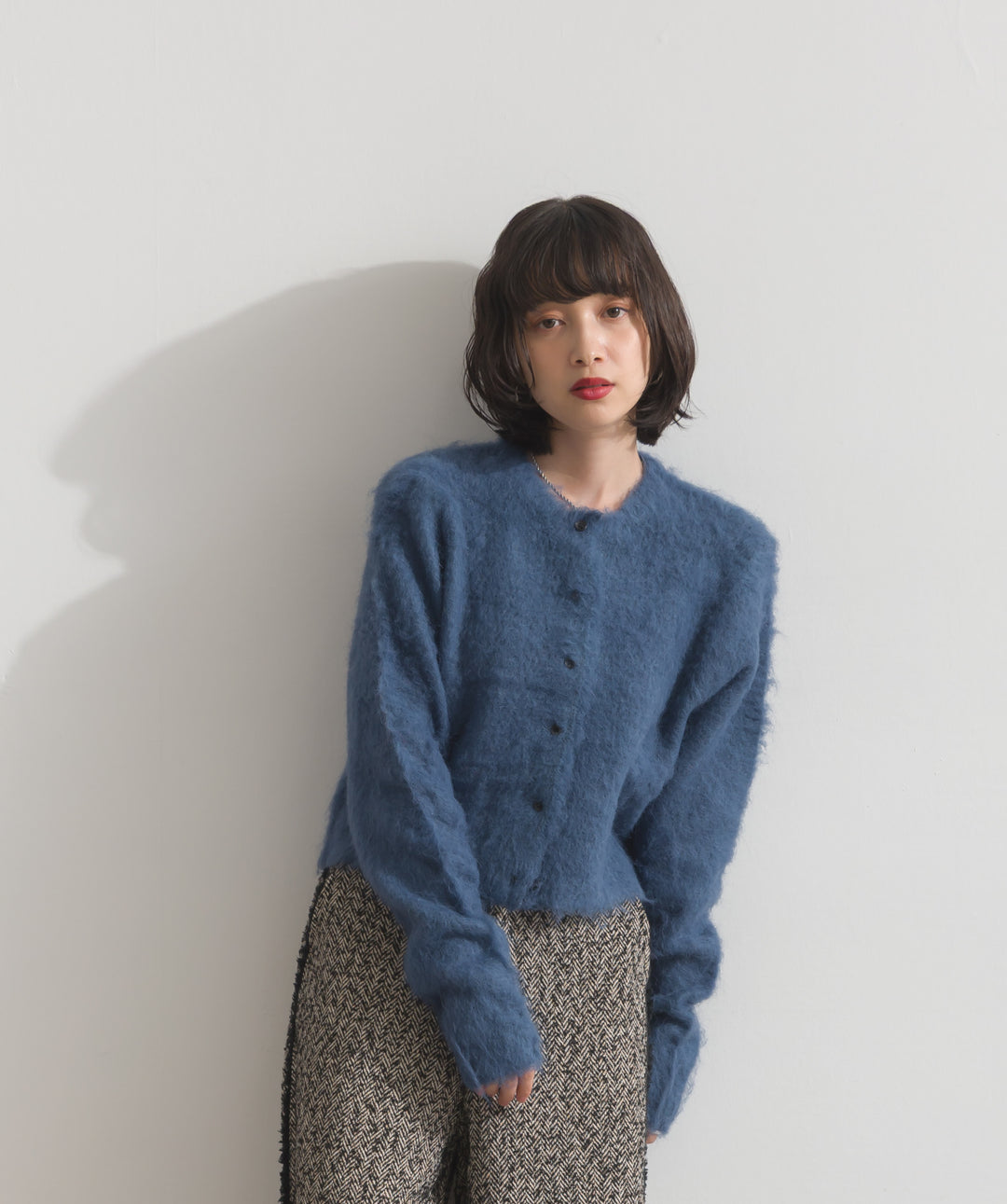 モヘアタッチニットクロップドカーディガン