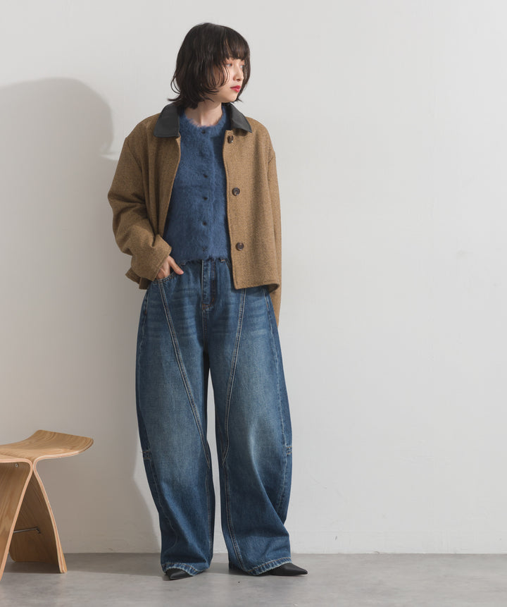 モヘアタッチニットクロップドカーディガン