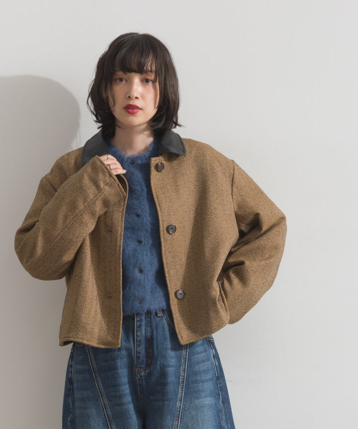 モヘアタッチニットクロップドカーディガン