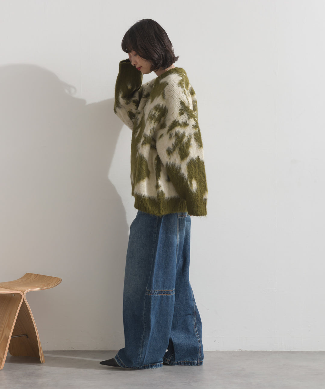 モヘアタッチタイダイ柄オーバーサイズニットプルオーバー