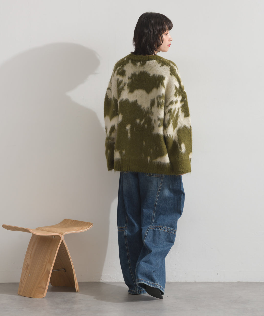 モヘアタッチタイダイ柄オーバーサイズニットプルオーバー