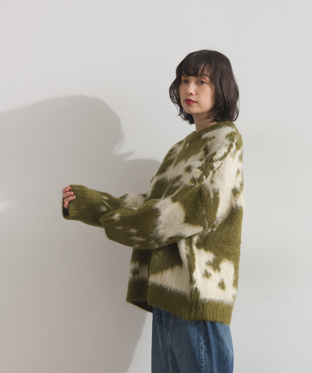 モヘアタッチタイダイ柄オーバーサイズニットプルオーバー