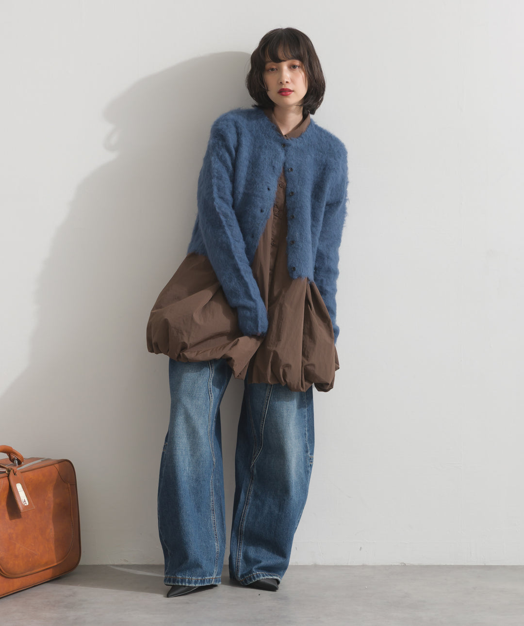 モヘアタッチニットクロップドカーディガン