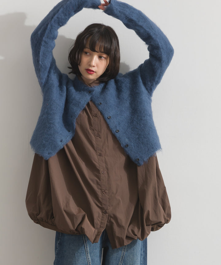 モヘアタッチニットクロップドカーディガン