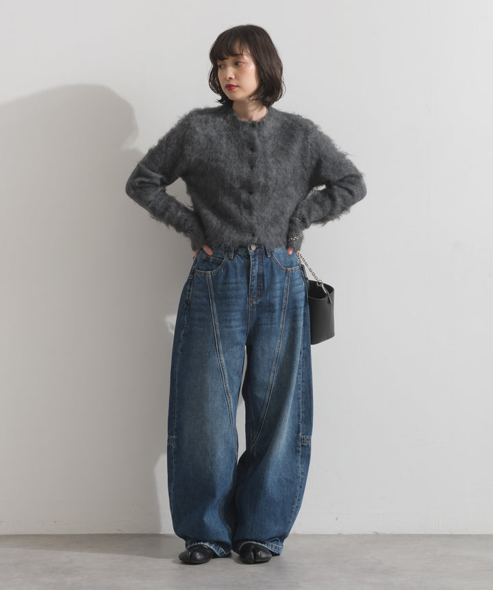 モヘアタッチニットクロップドカーディガン