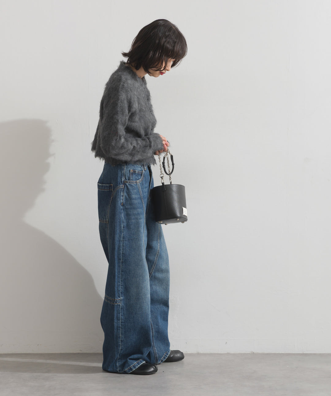 モヘアタッチニットクロップドカーディガン