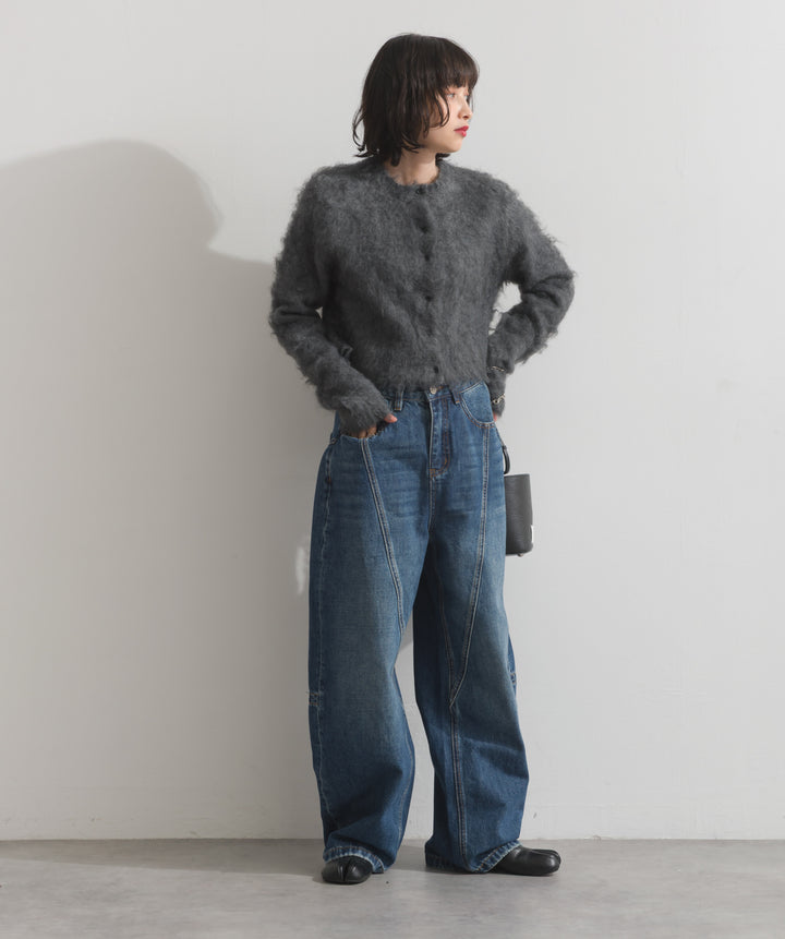 モヘアタッチニットクロップドカーディガン