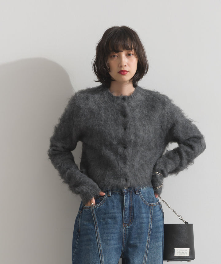 モヘアタッチニットクロップドカーディガン