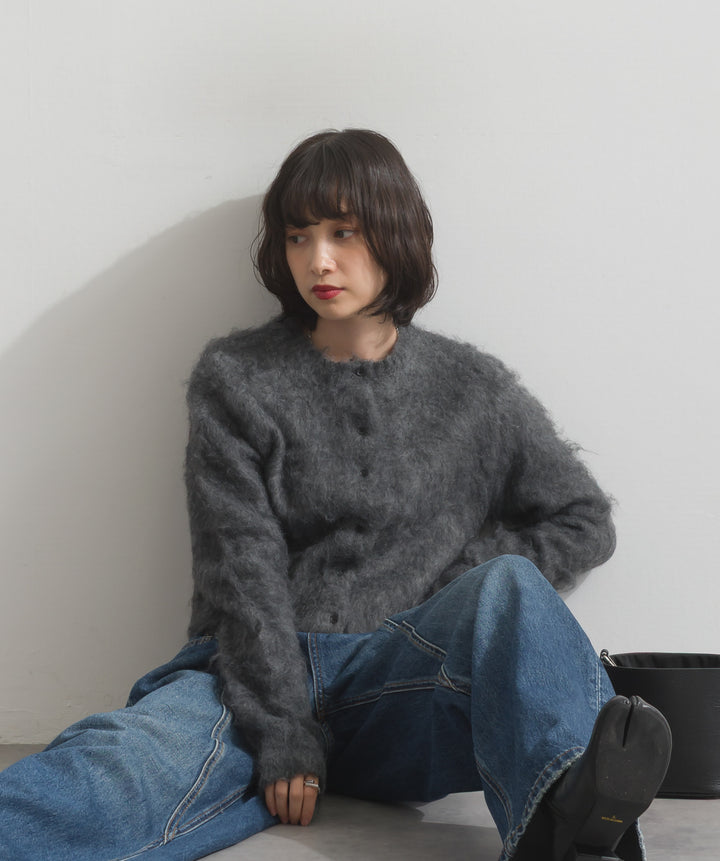 モヘアタッチニットクロップドカーディガン