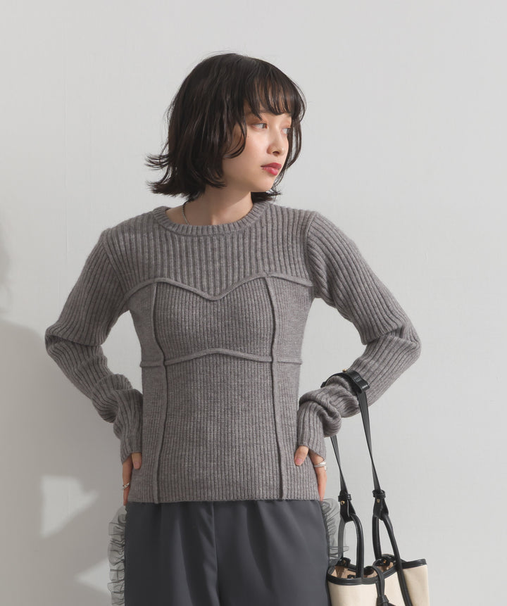 ビスチェデザインリブニットトップス