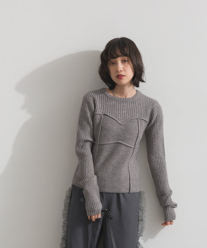 ビスチェデザインリブニットトップス