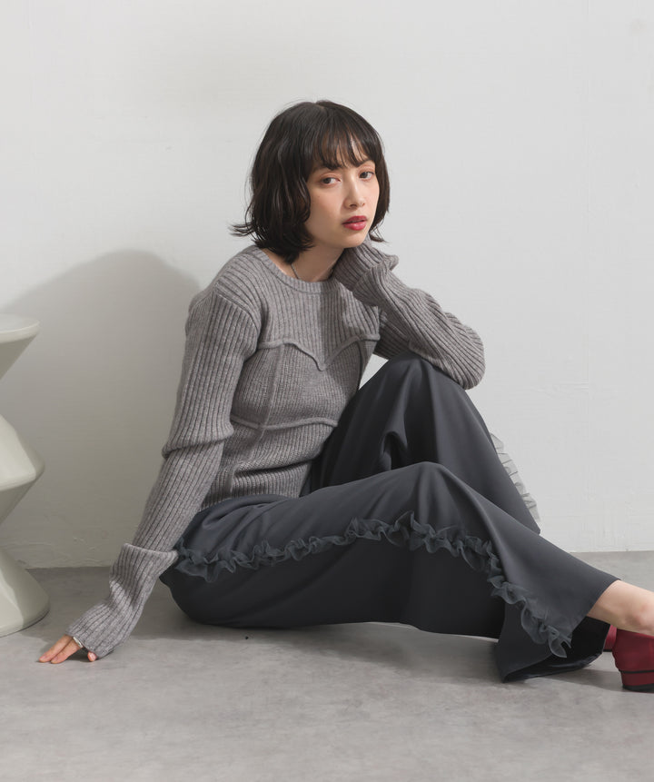 ビスチェデザインリブニットトップス