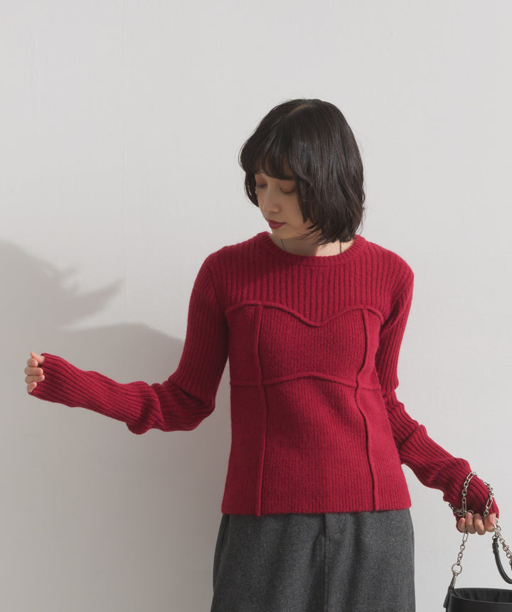 ビスチェデザインリブニットトップス