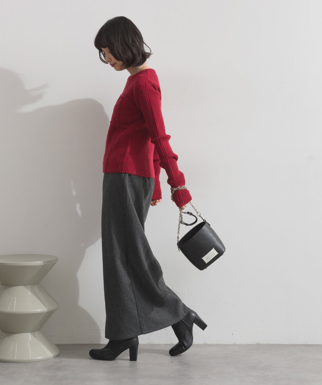 ビスチェデザインリブニットトップス