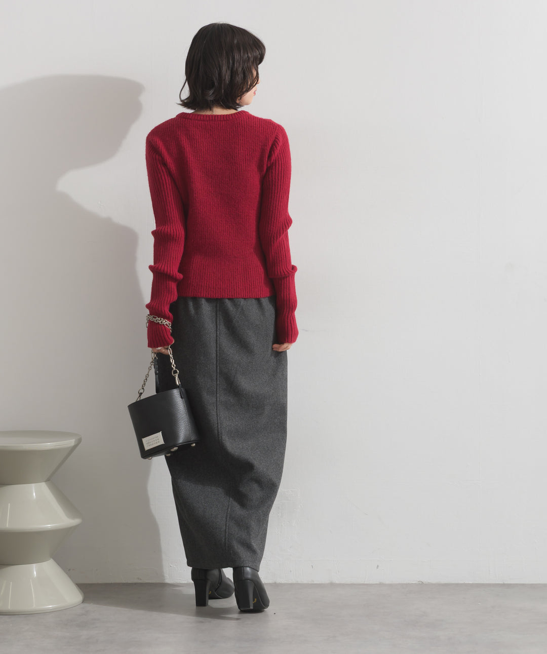 ビスチェデザインリブニットトップス