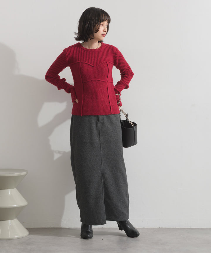 ビスチェデザインリブニットトップス