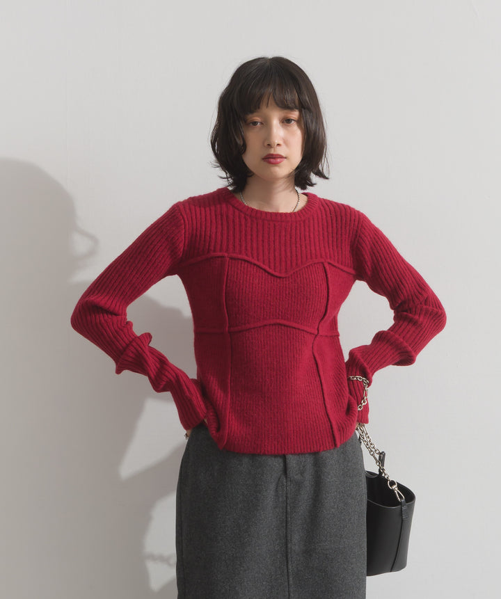 ビスチェデザインリブニットトップス