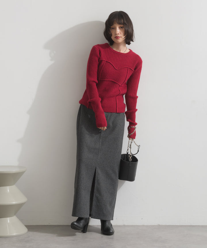 ビスチェデザインリブニットトップス