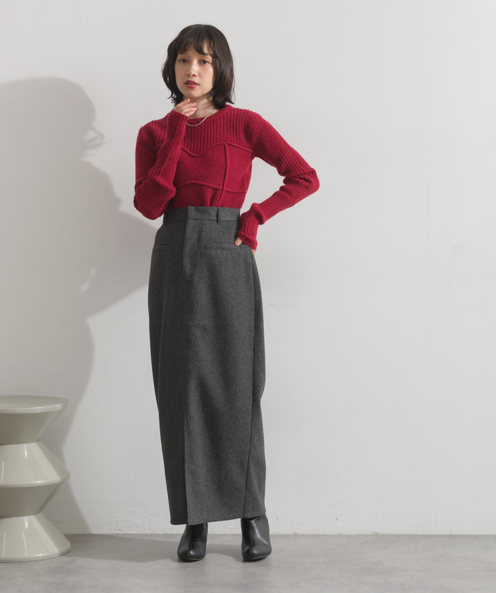 ビスチェデザインリブニットトップス