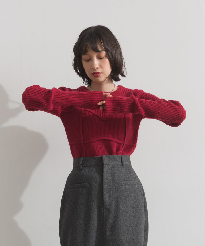 ビスチェデザインリブニットトップス