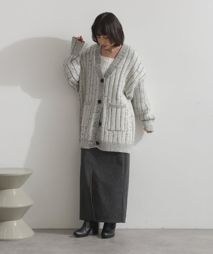 リブ編みルーズカーディガン