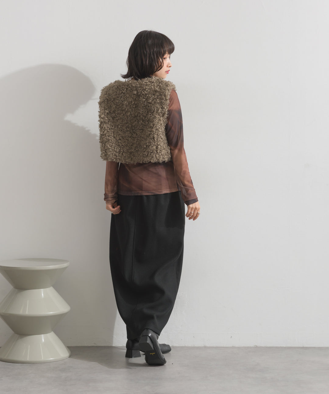 グラデーションシアーロングスリーブトップス