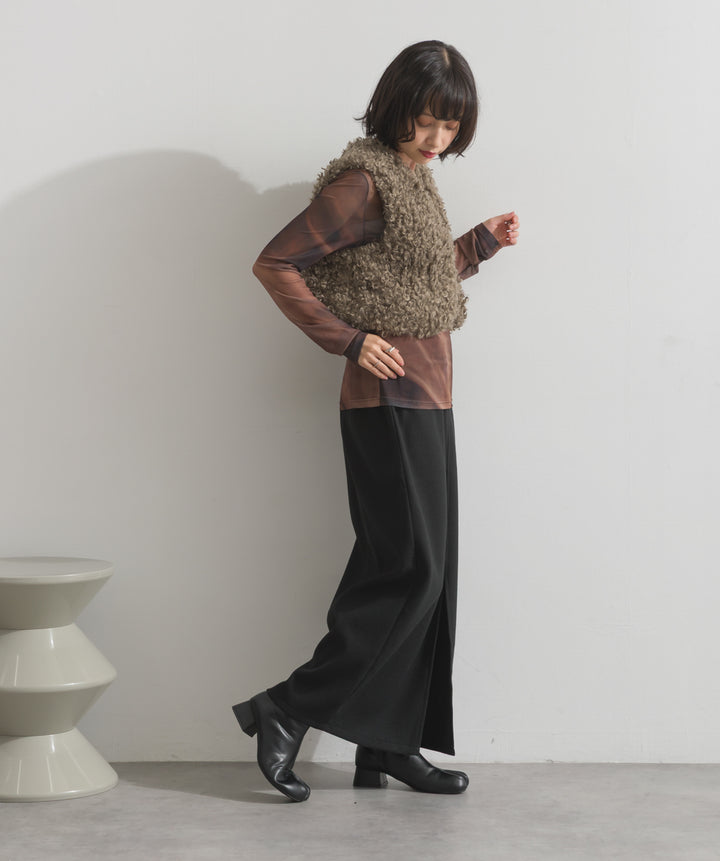 グラデーションシアーロングスリーブトップス