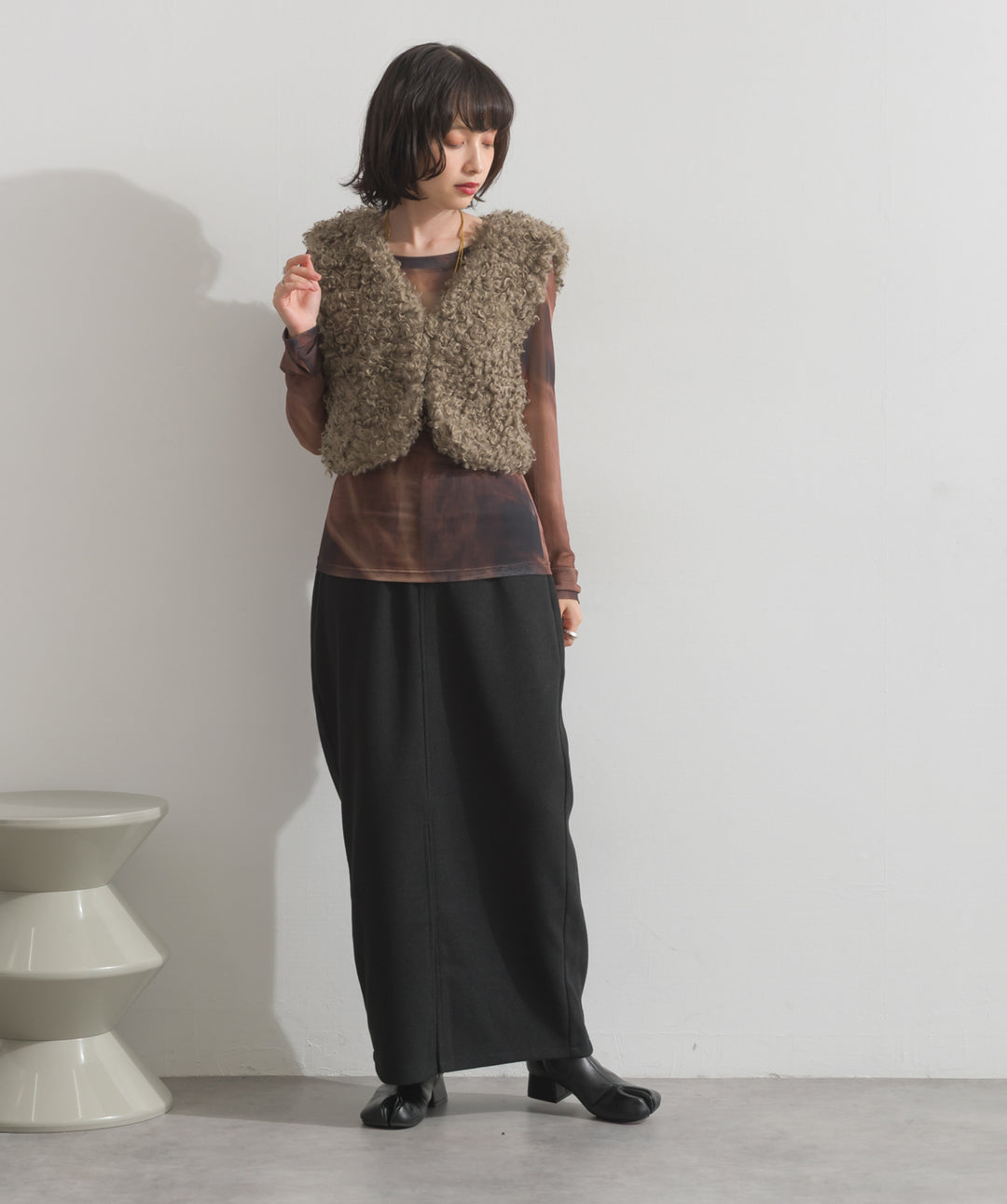 グラデーションシアーロングスリーブトップス