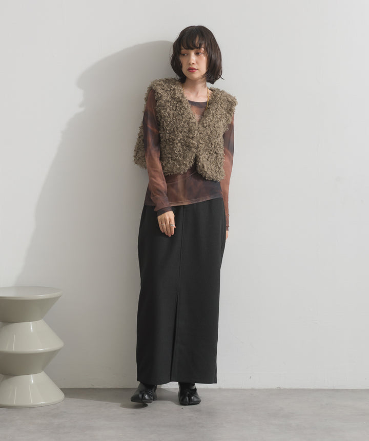 グラデーションシアーロングスリーブトップス