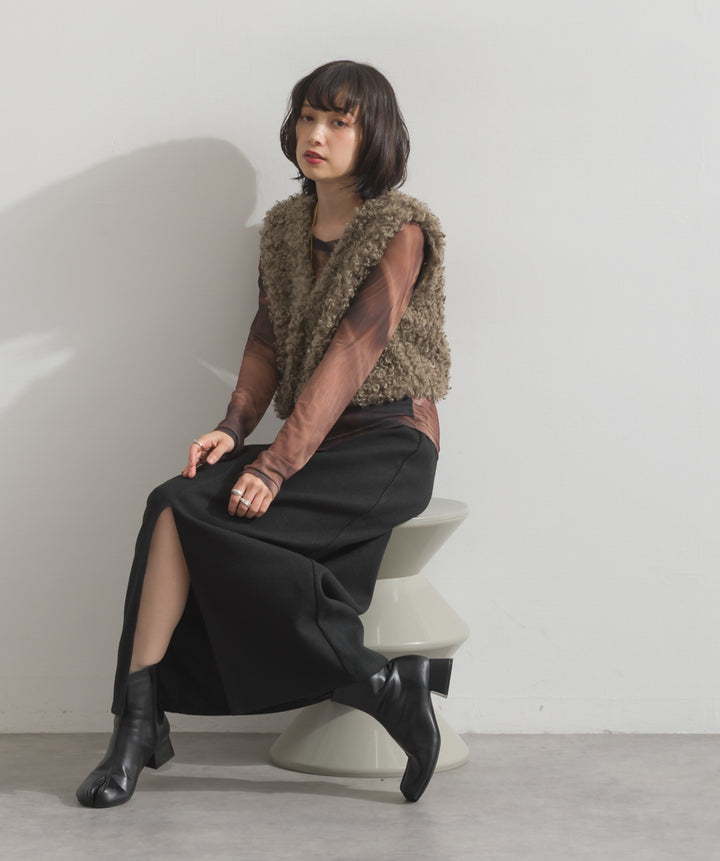 グラデーションシアーロングスリーブトップス