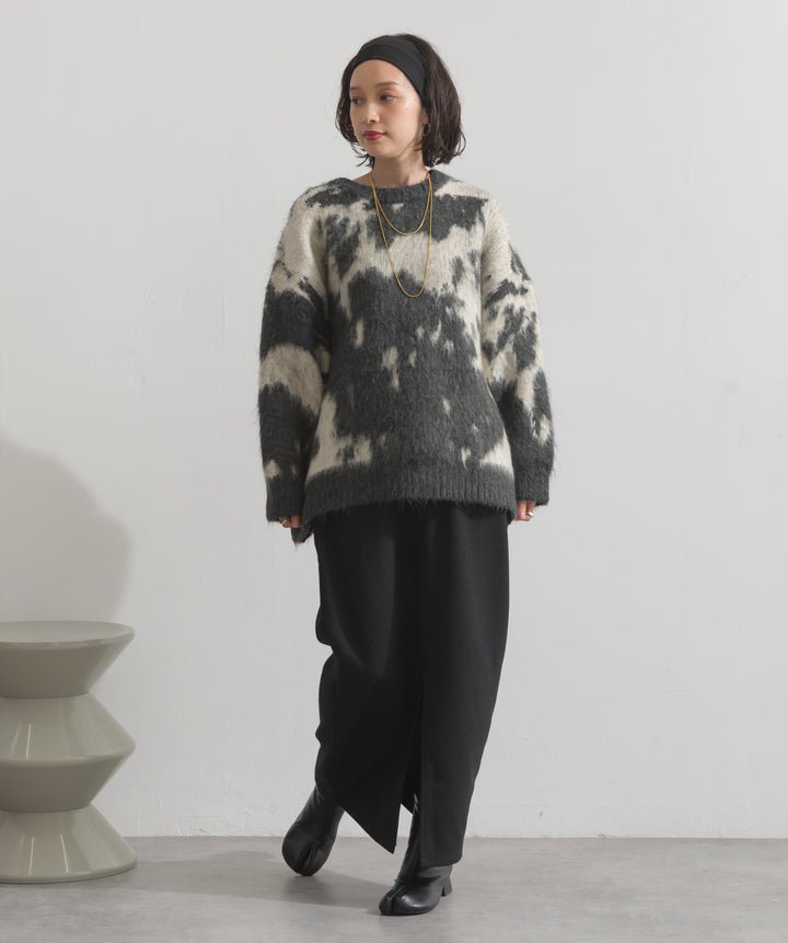 モヘアタッチタイダイ柄オーバーサイズニットプルオーバー
